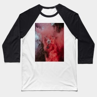 White Rose and Pink Smoke Baseball T-Shirt